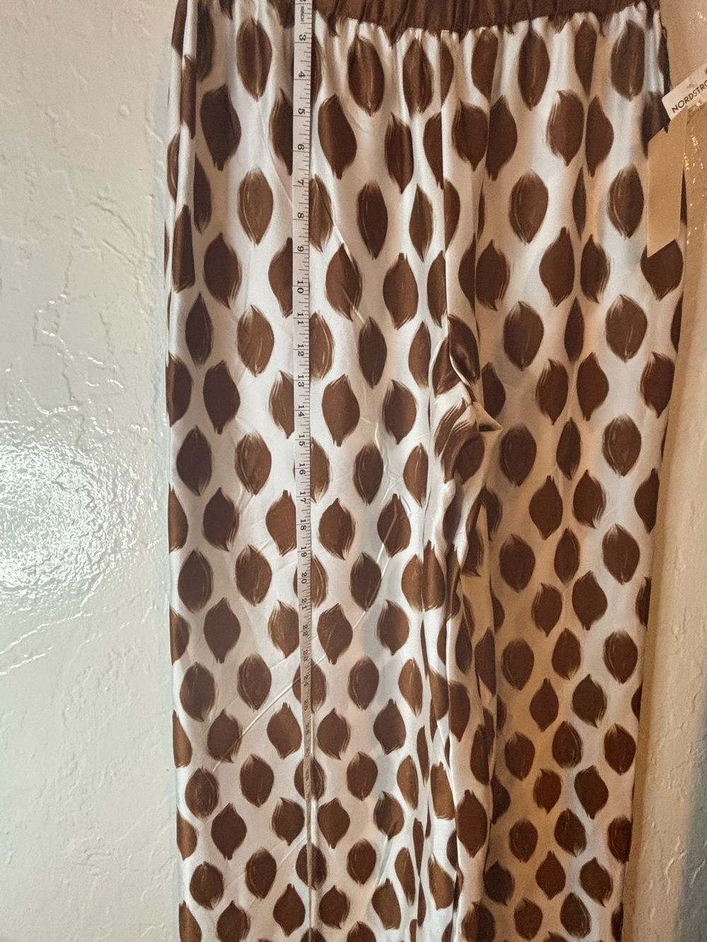 Nordstrom Halogen Brown & Cream Leaf-Print Wide Leg Pants - Picture 9 of 9